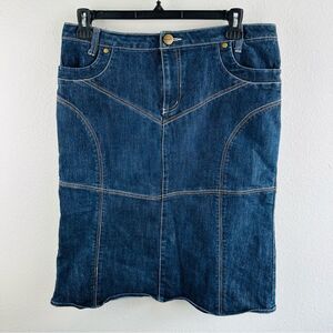 Lena Jeans Embroidered Denim Skirt No Size Tag Measure‎ Like XL